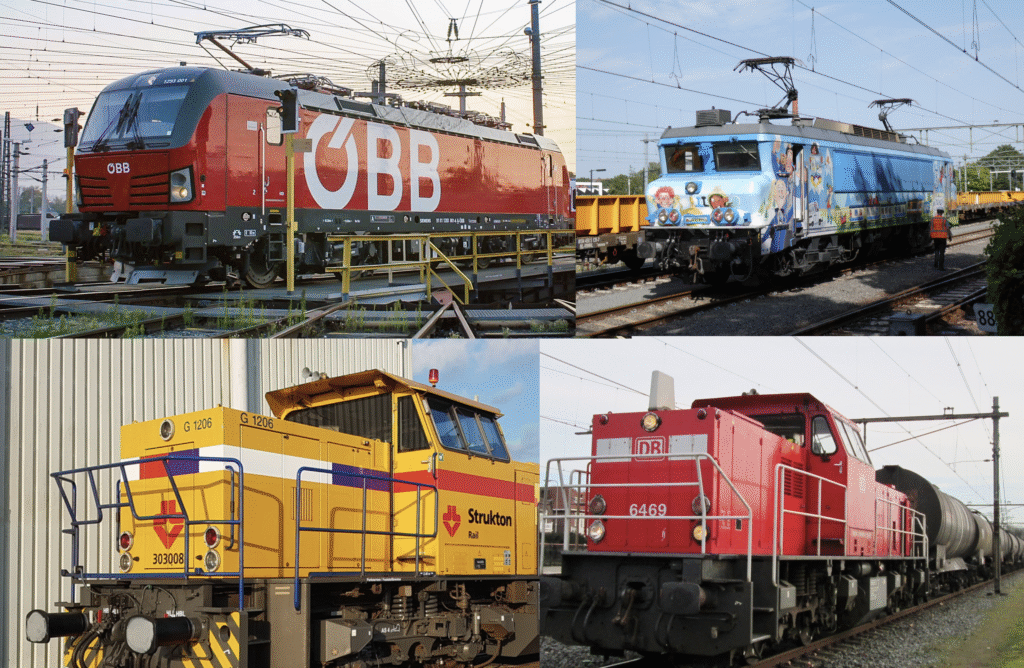 Goederen locomotieven midden in de stad