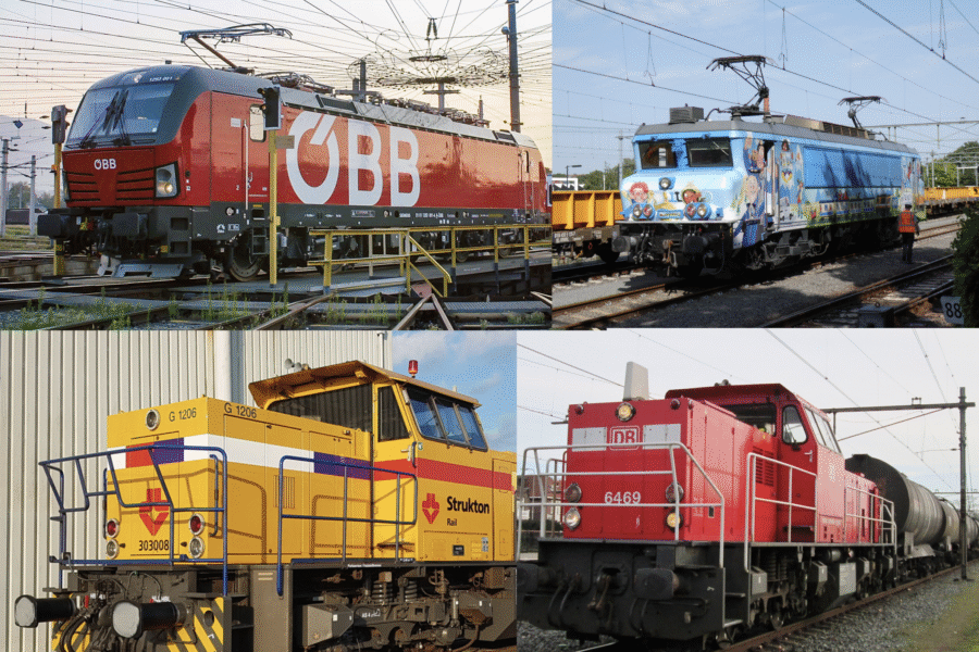 Goederen locomotieven midden in de stad