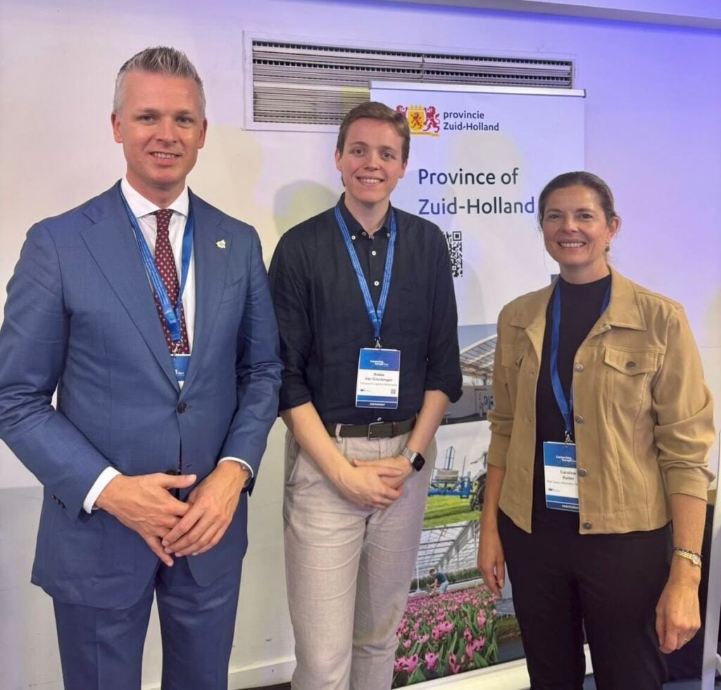 Caroline Koiter (Rail Cargo Netherlands, Robbe van Grembergen (Transport logistiek Nederland) tijdens Connecting Europe Days in Brussel